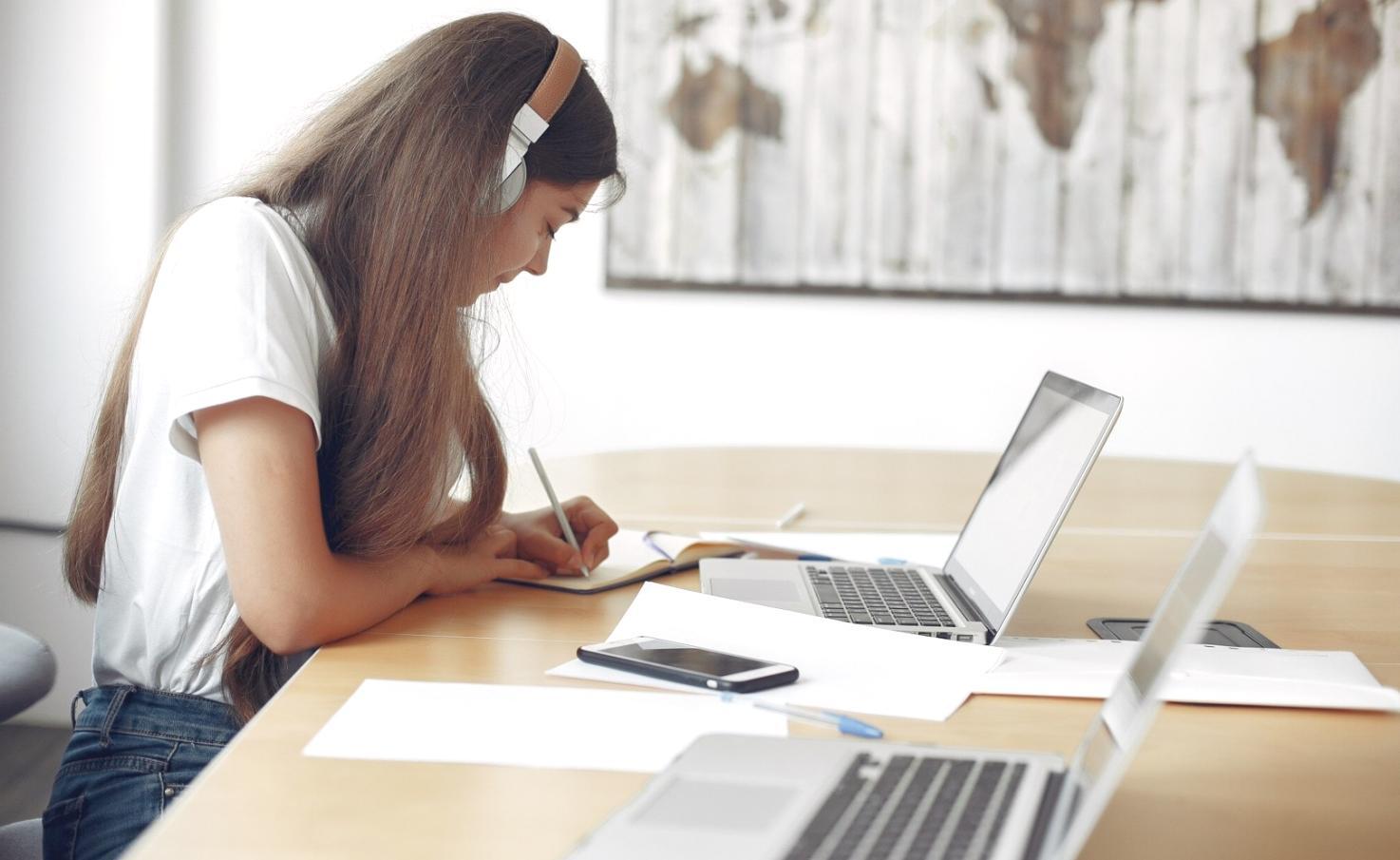 Financial planning session with charts and market data